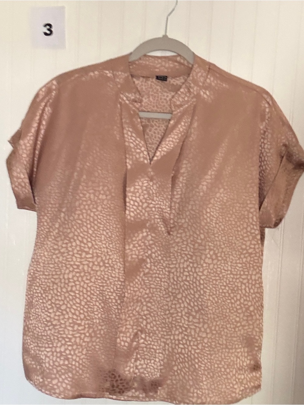 SHEIN Blush Pink Short-Sleeve V-Notch Shirt